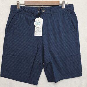 Jachs Summer Weight Seersucker Shorts Mens Size 29 Navy Blue Flat Front NWT
